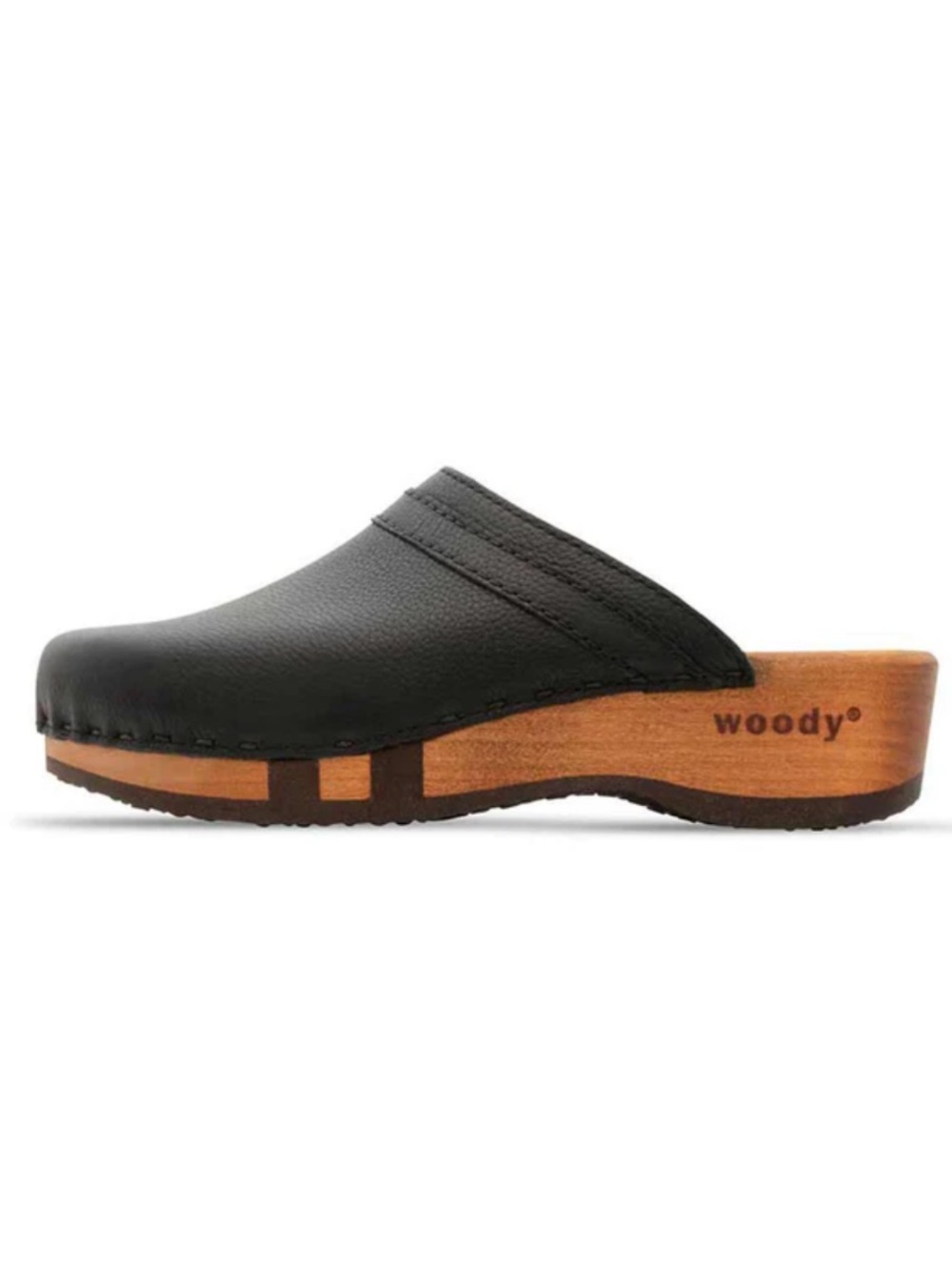 Woody Hanni Clog in Black Leather Size 40